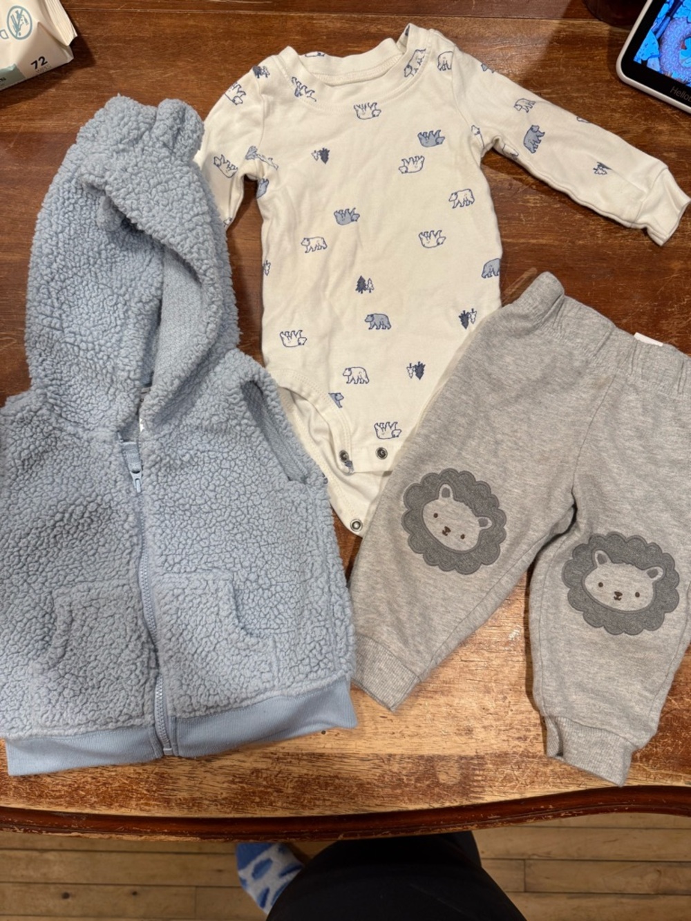 Carter's White Infant Onesie with Blue Animal Sketches